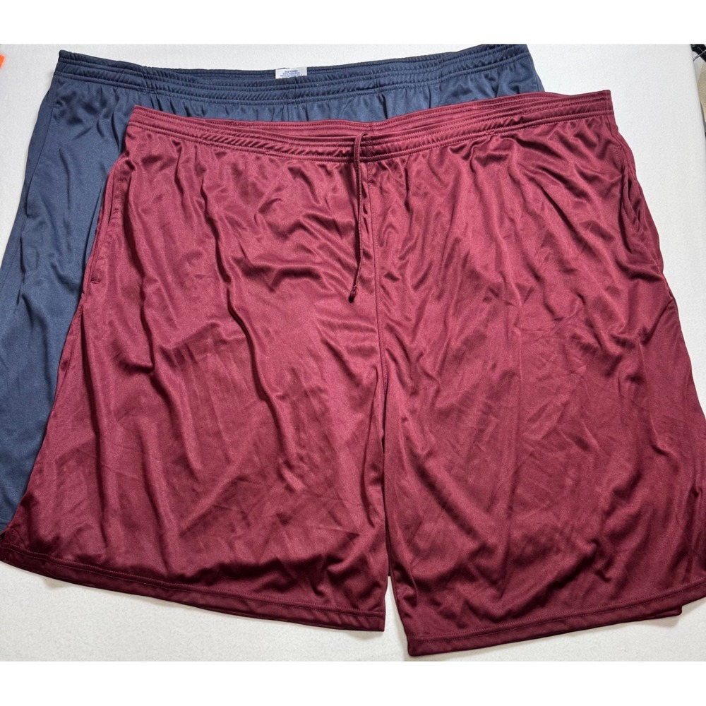 Champion Mens 2-Pack Athletic Shorts 6XL Burgundy Navy Blue Polyester Drawstring